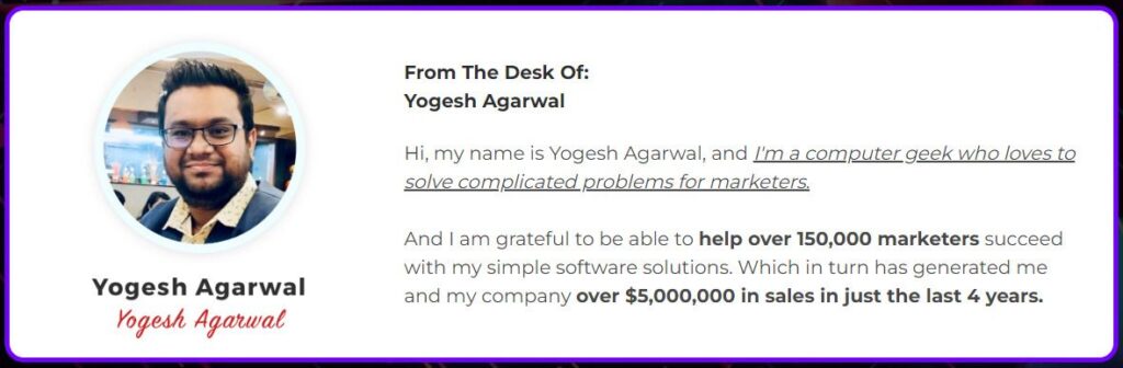 Yogesh Agarwal The Author of the TubeQuiz AI